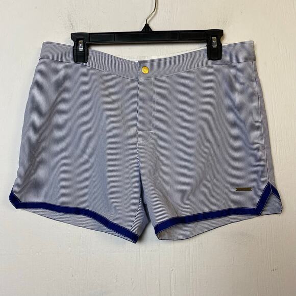 Parke & Ronen Blue Stripe Liner Swim Trunks Shorts Size 32